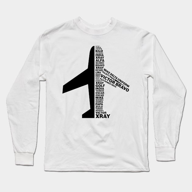 Phonetic Alphabet Pilot Airplane Funny Aviation Gift Long Sleeve T-Shirt by GreatDesignsShop